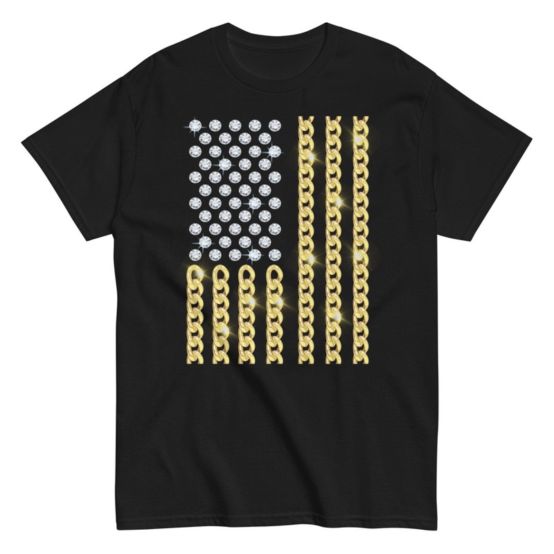 T-shirts: USA Flag Diamonds and Chains
