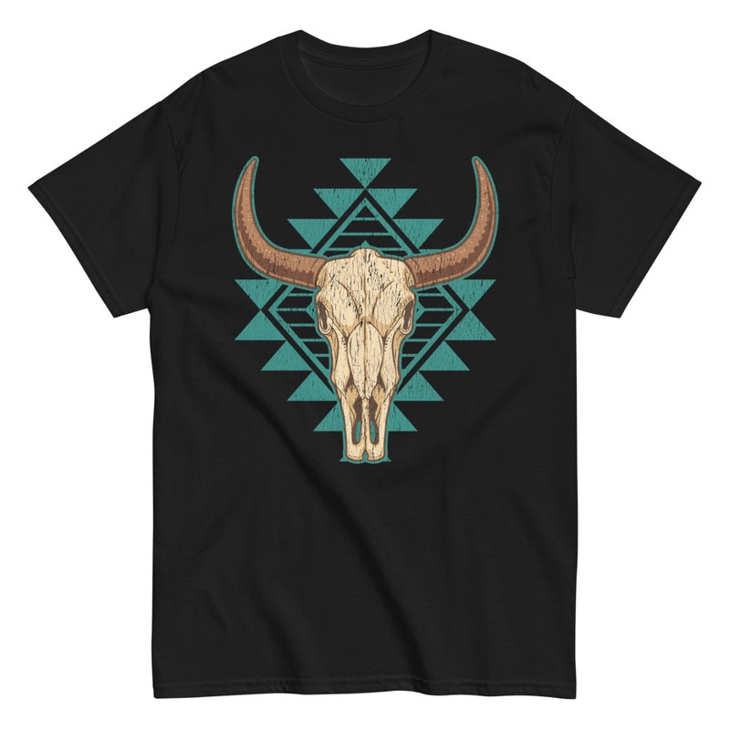 T-shirts: T-shirt cow skull decorative