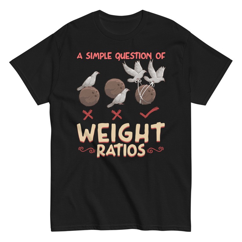 T-shirts: T-Shirt with Pigeons and Weight Ratios Design