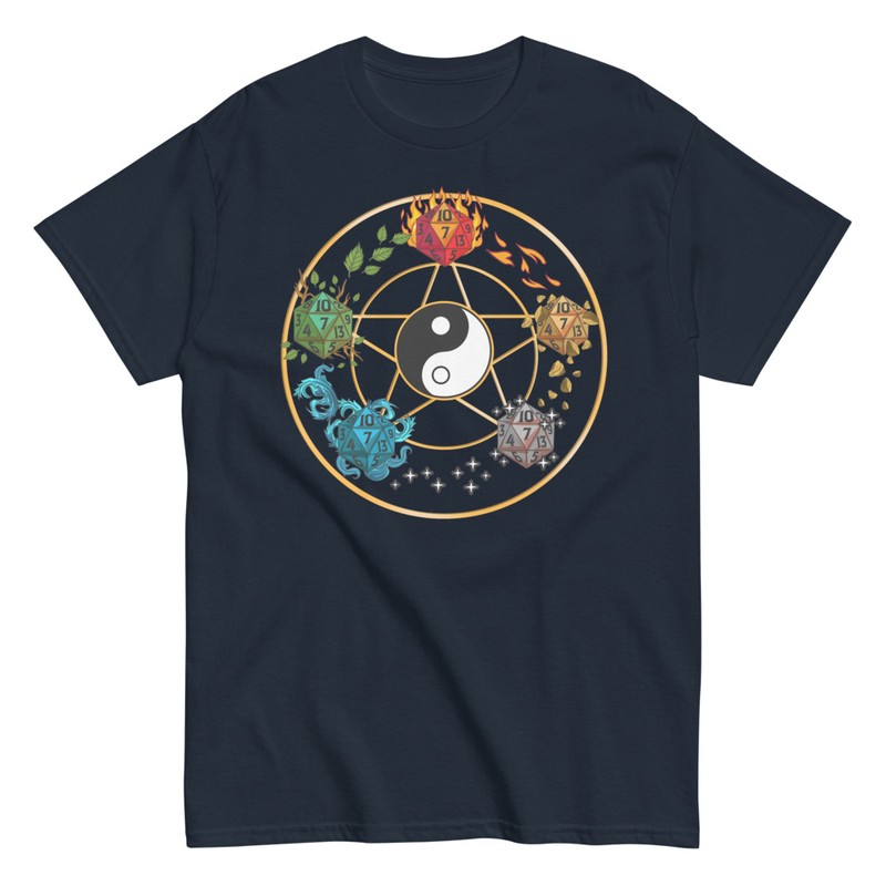 T-shirts: Ying Yang Pentagram RPG 5 Elements