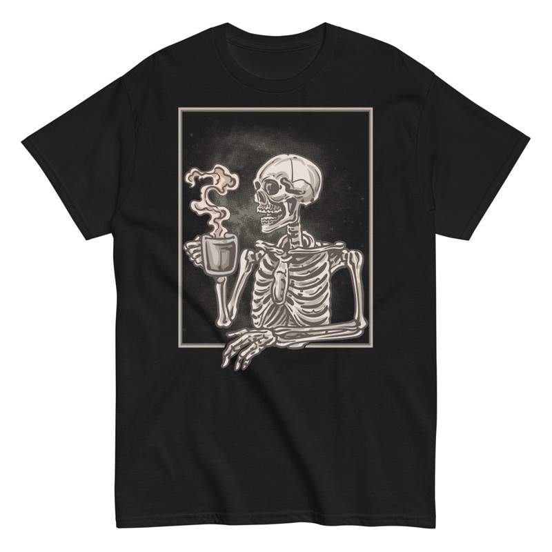 T-shirts: Skeleton with Coffee Cup