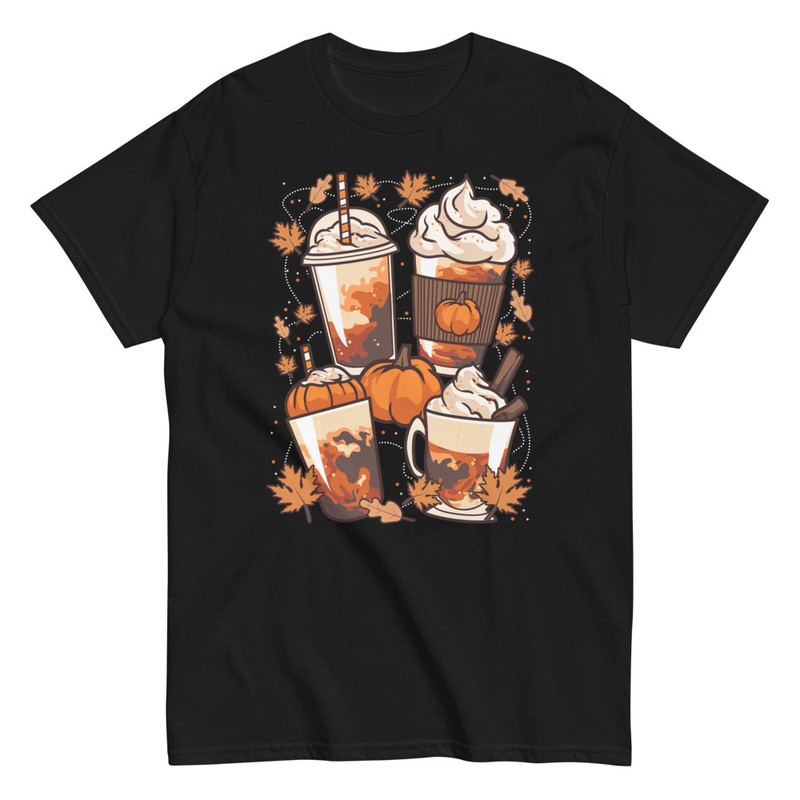 T-shirts: Coffee and Pumpkins in Autumn and Halloween