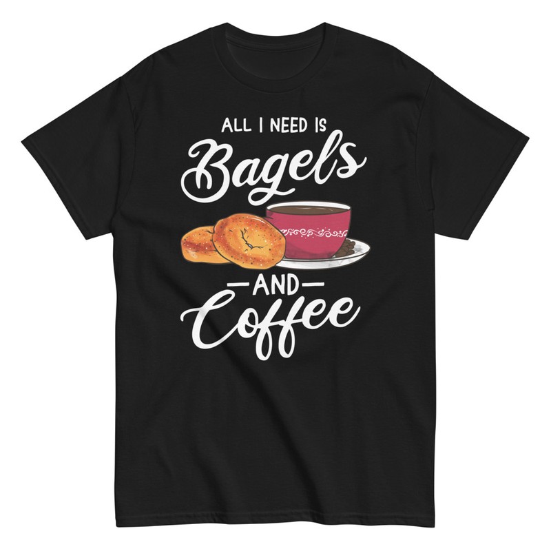 T-shirts: Funny Bagels and Coffee T-Shirt