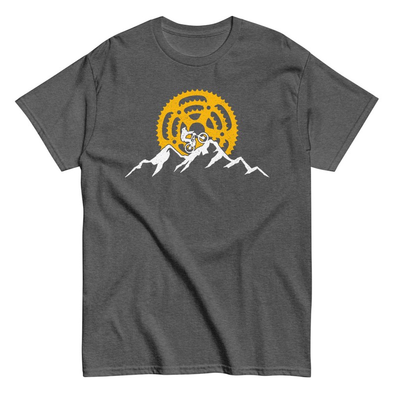 T-shirts: Cyclist MTB and Gears in Mountains