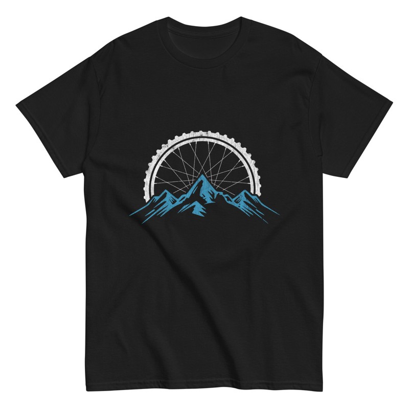 T-shirts: Mountain Cycling Wheel and Peaks