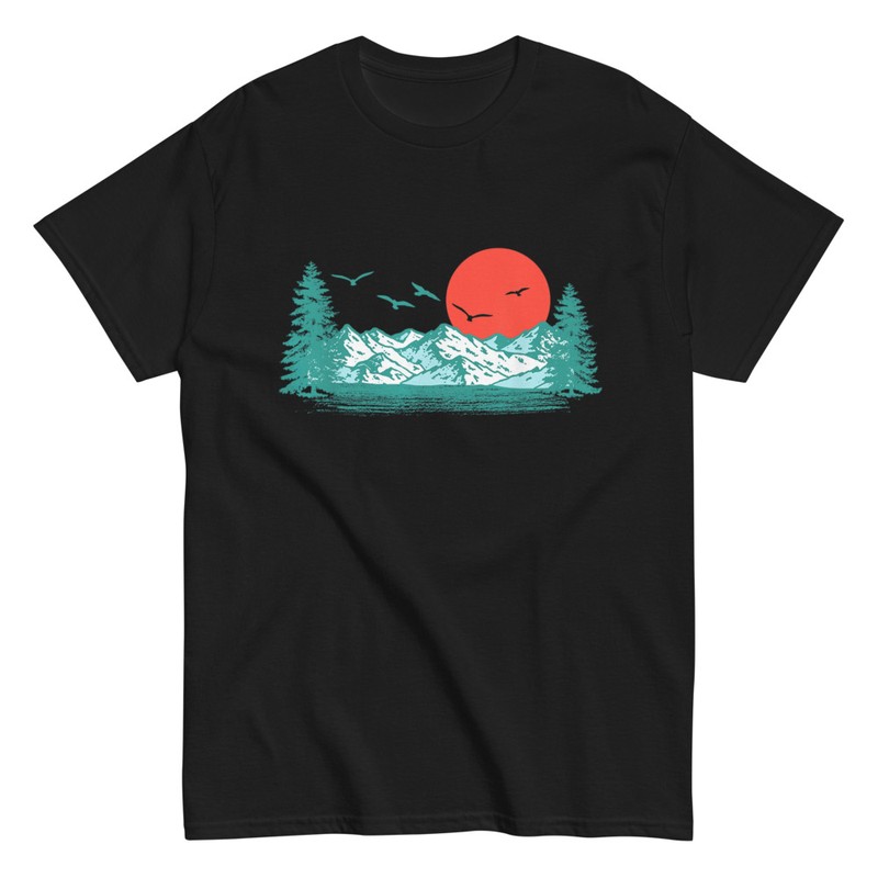T-shirts: Snowy Mountain Landscape and Sun