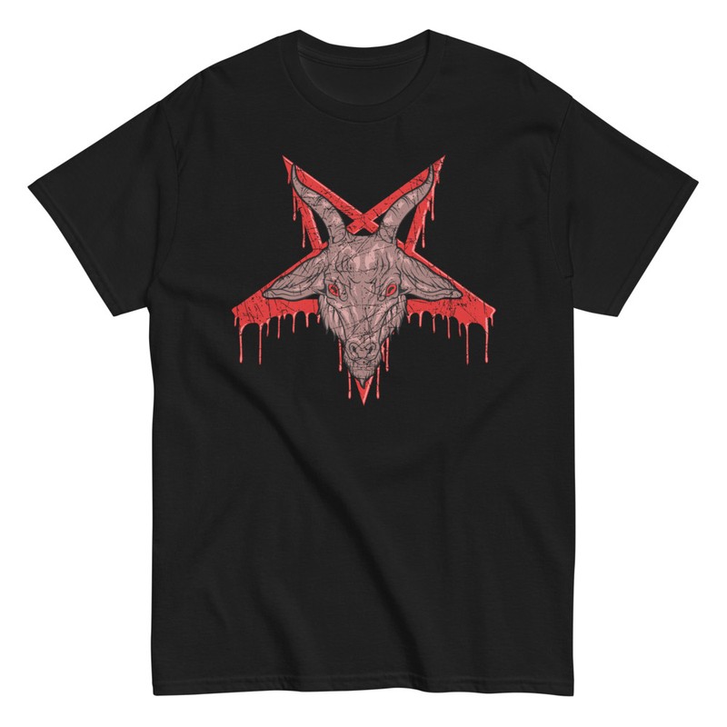 T-shirts: Demon Goat Bloody Pentagram Halloween