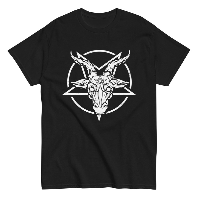 T-shirts: Demon Goat White Pentagram Halloween