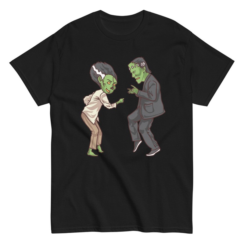 T-shirts: Frankenstein and Bride Dancing Pulp Fiction Hallow