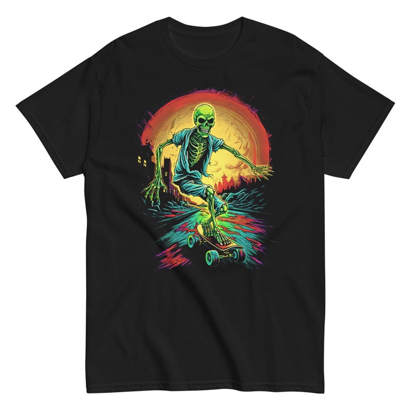 T-shirts: Skeleton Zombie Skateboarding Tee