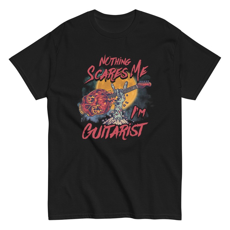 T-shirts: Fearless Guitarist Skull Design