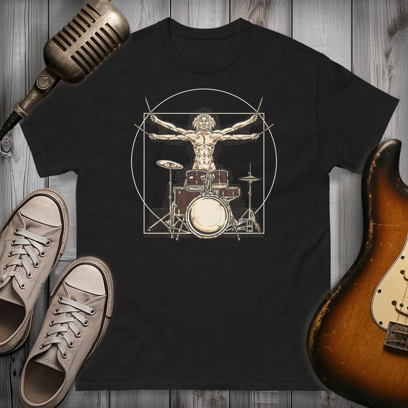 T-shirts: Vitruvian Man Rock Drummer