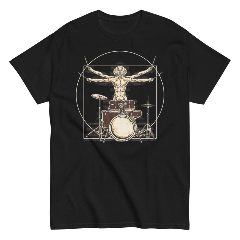 T-shirts: Vitruvian Man Rock Drummer