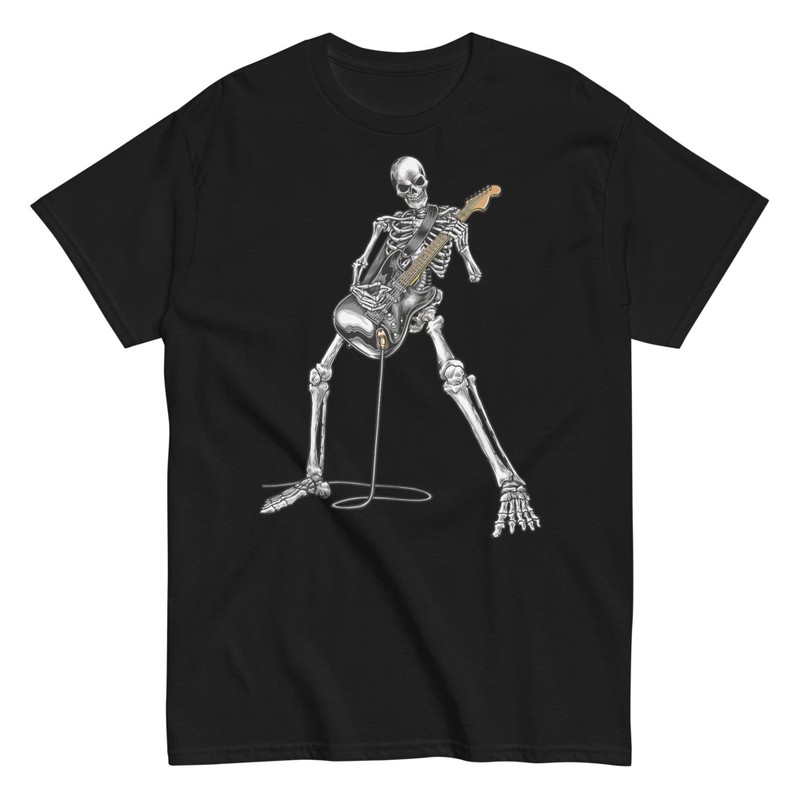 T-shirts: Skeleton Guitarist Heavy Metal
