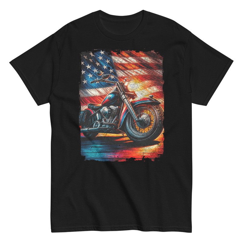 T-shirts: Classic Chopper Motorcycle USA Flag