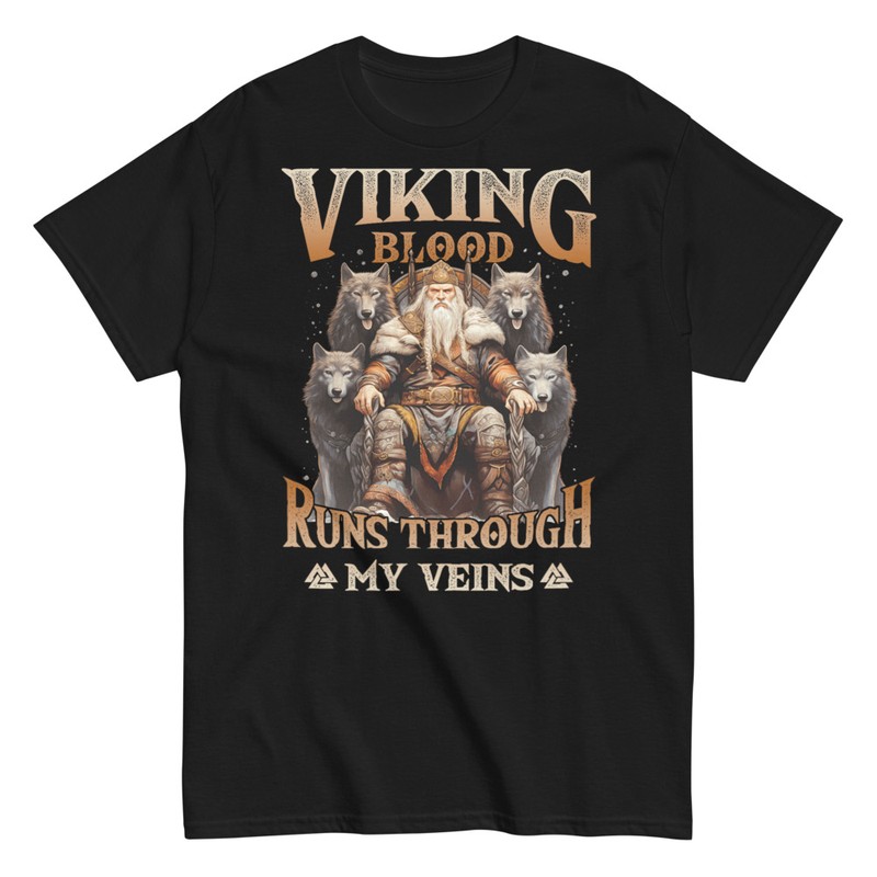 T-shirts: Viking Blood and Wolves