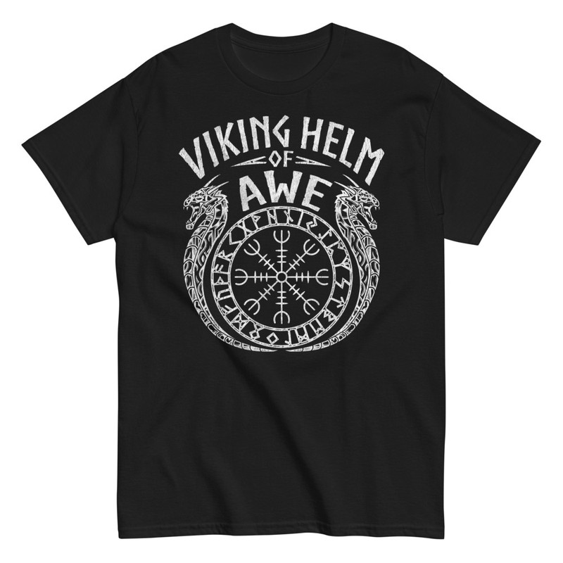T-shirts: Viking Helm Of Awe and Tribal Dragons