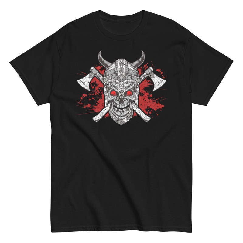 T-shirts: Viking Skull with Axes and Helmet