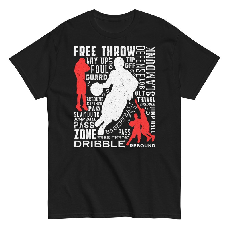 T-shirts: Vintage Basketball Words and Silhouettes