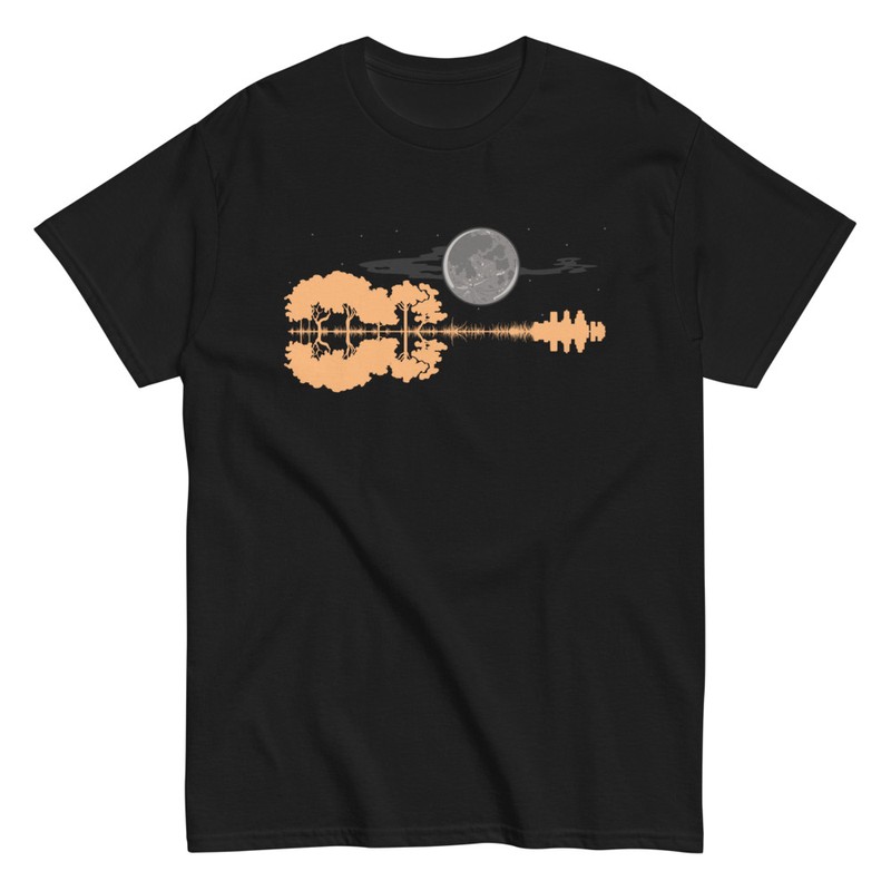 T-shirts: Guitar Landscape Full Moon