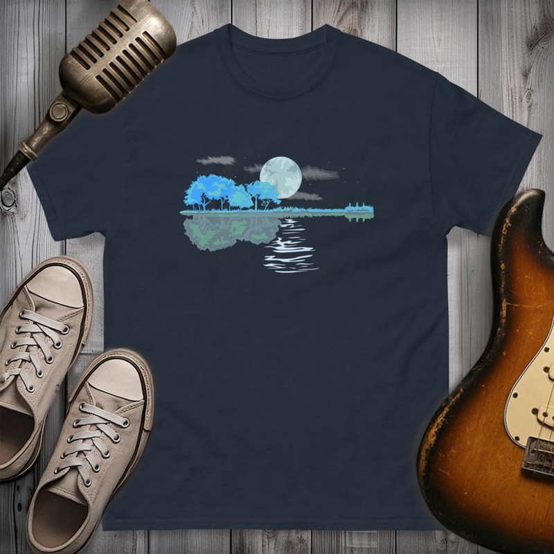 T-shirts: Night Landscape with Full Moon