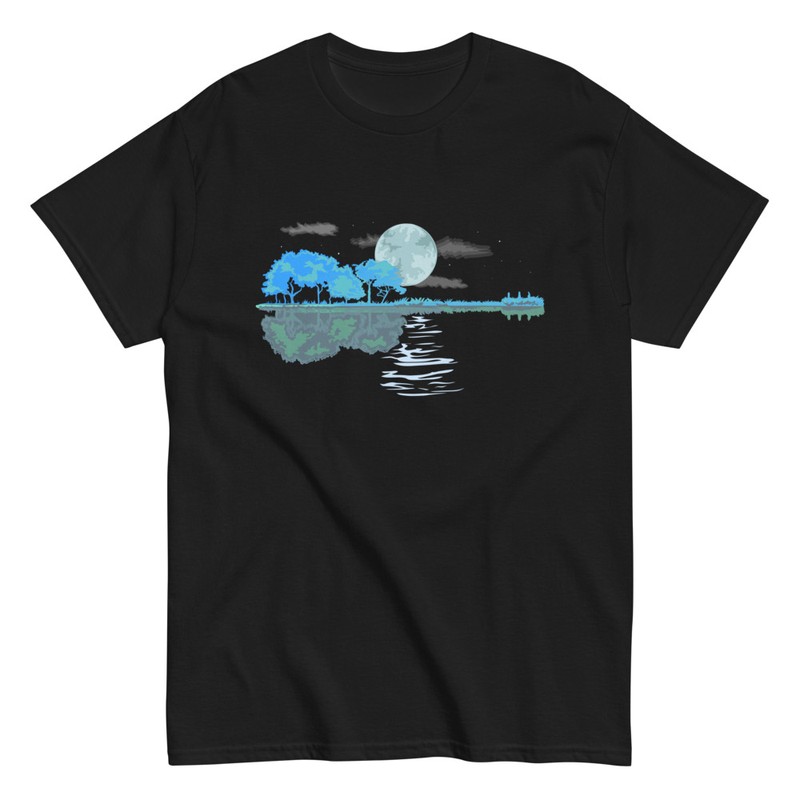 T-shirts: Night Landscape with Full Moon