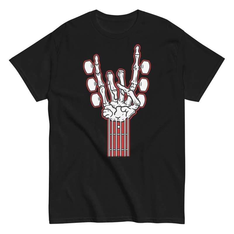T-shirts: Skeleton Hand Guitar Neck Rock