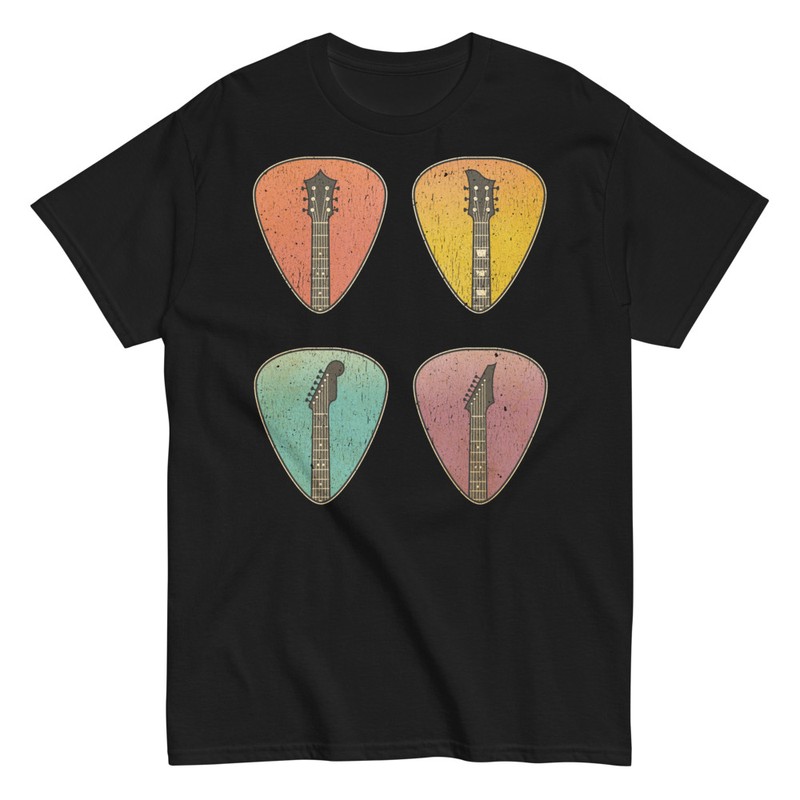 T-shirts: Vintage Guitar Headstocks on Picks