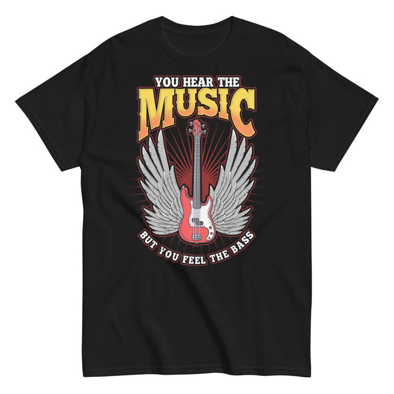 T-shirts: Rock Bass Player Music Wings