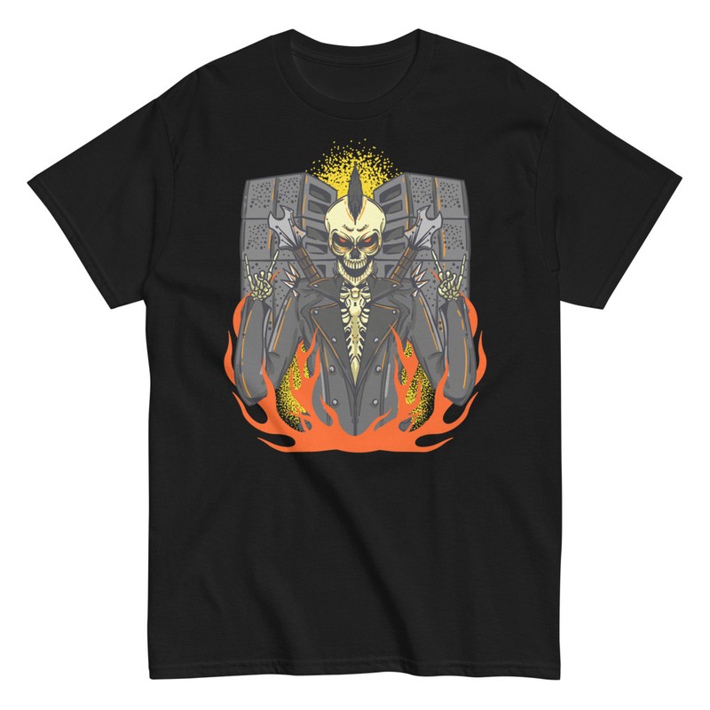 T-shirts: Punk Rock Skeleton in Flames
