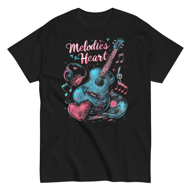 T-shirts: Heart Melody Guitar Design
