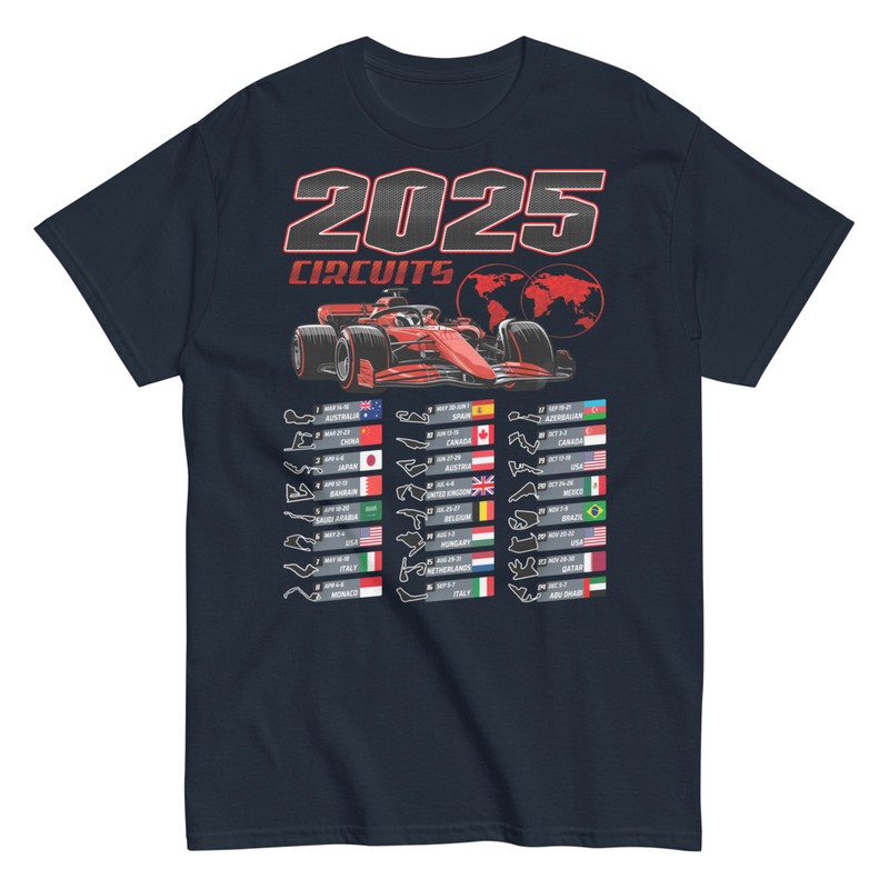 T-shirts: 2025 F1 Grand Prix Calendar