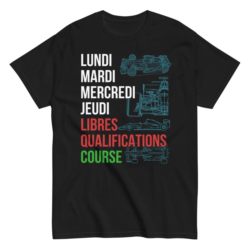 T-shirts: Formula 1 Graphic Design with Days of the Week