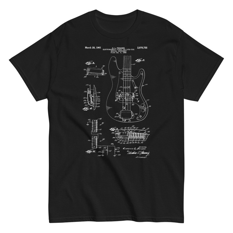 T-shirts: Fender Electric Bass Patent