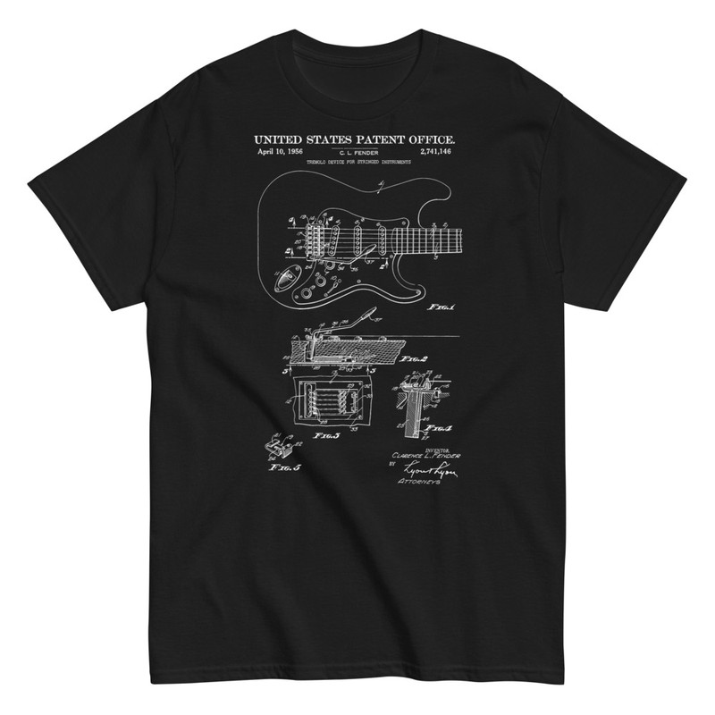 T-shirts: Fender Stratocaster Guitar Patent
