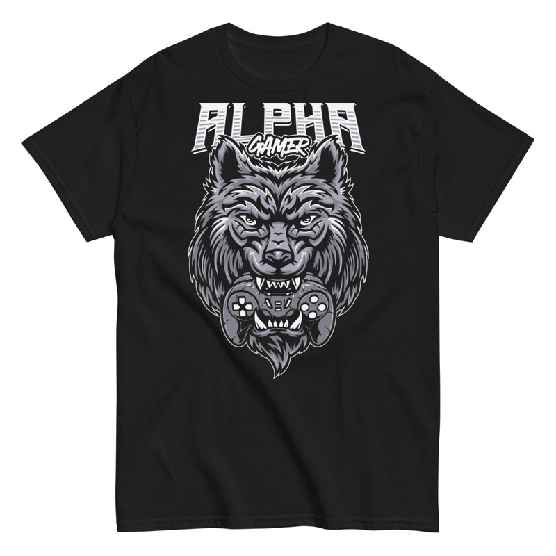 T-shirts: Wolf Alpha Gamer with Controller