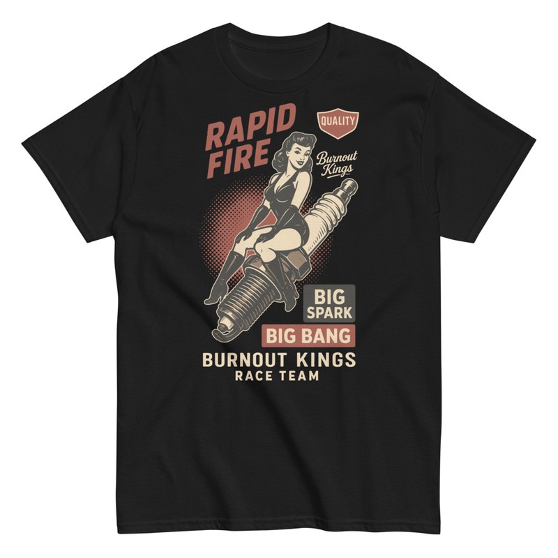 T-shirts: Vintage Pinup Girl on Spark Plug Retro