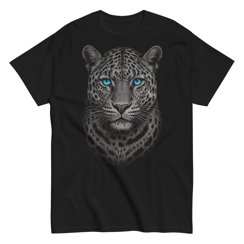 T-shirts: Realistic Leopard Blue Eyes