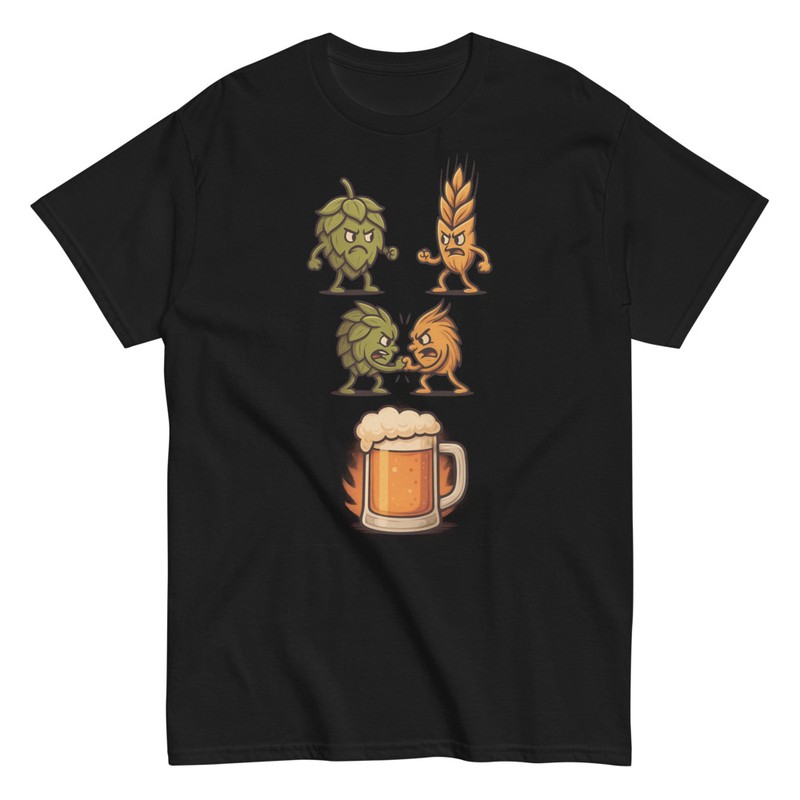 T-shirts: Funny Hop and Barley Battle