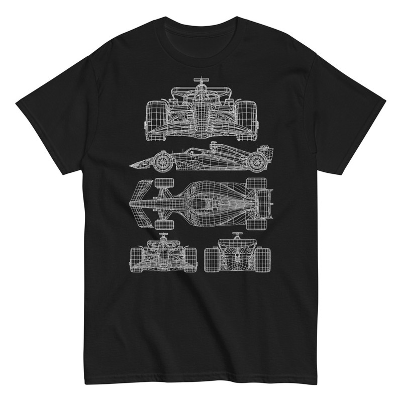 T-shirts: Formula 1 Car Technical Blueprint