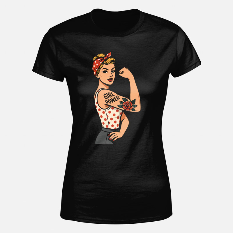 T-shirts: Girl Power Pin Up Rose