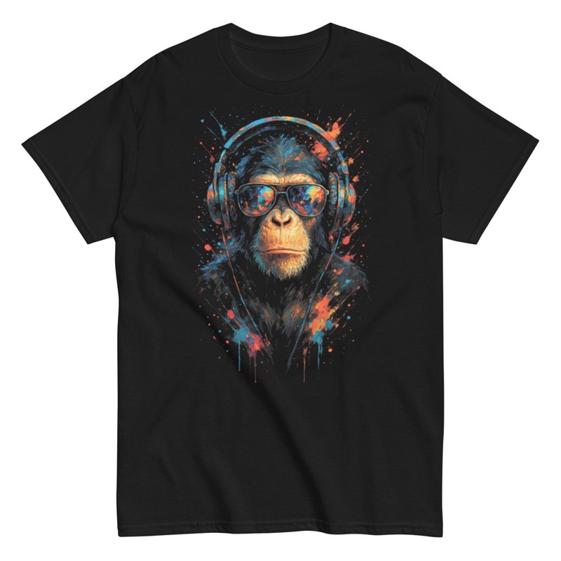 T-shirts: Modern Design Monkey with Headphones
