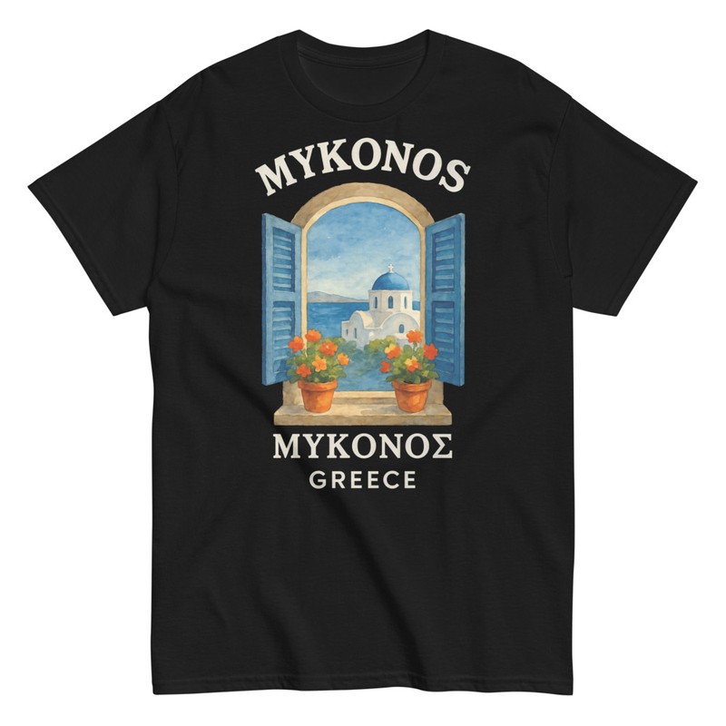 T-shirts: Window to Mykonos Greece