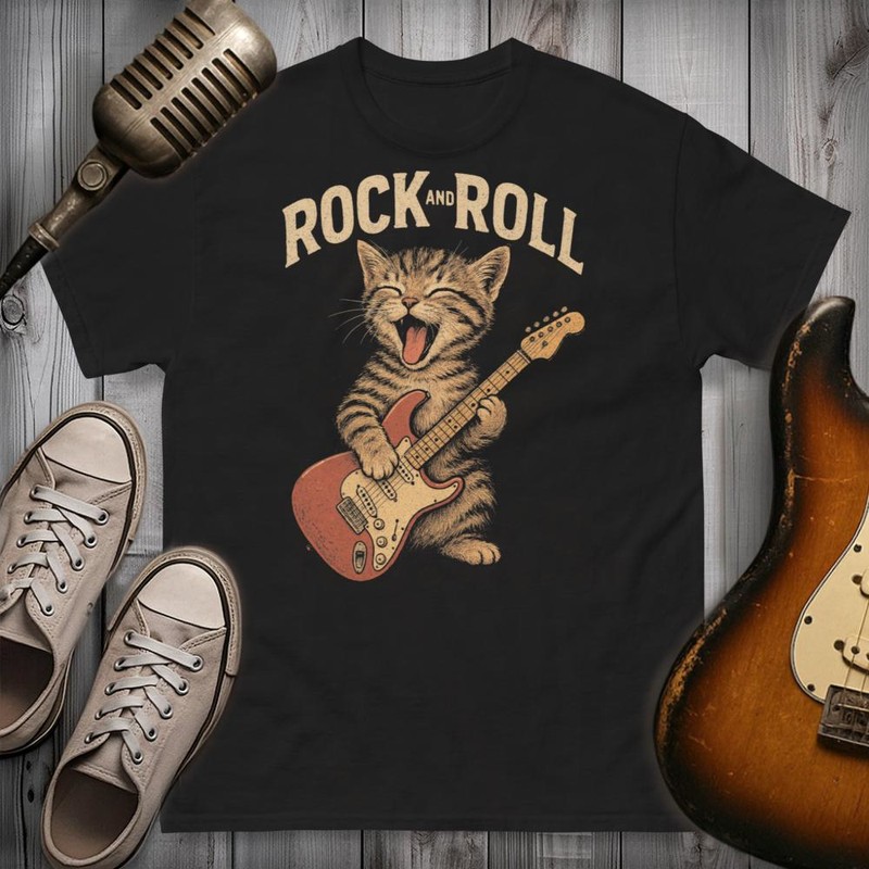 T-shirts: Funny Rock and Roll Cat