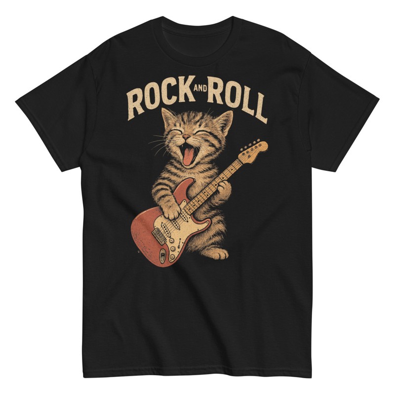 T-shirts: Funny Rock and Roll Cat