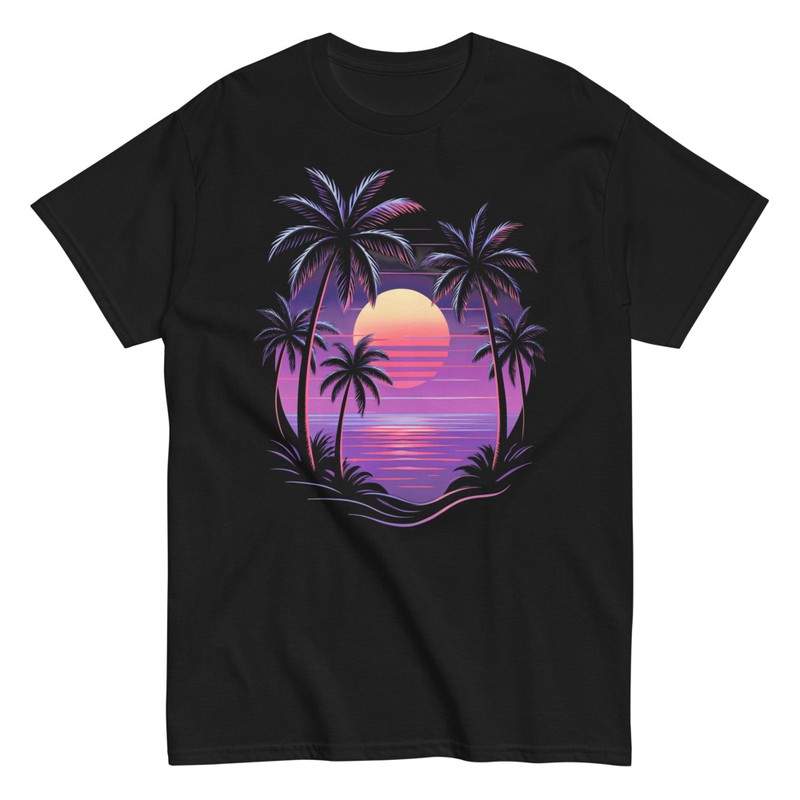T-shirts: Vaporwave Beach Sunset