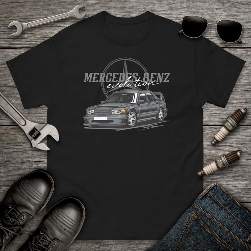 T-shirts: Drifting Mercedes-Benz Evolution Car