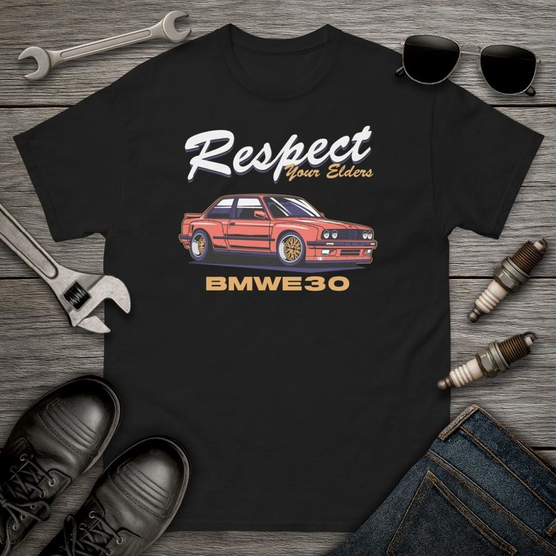 T-shirts: Classic Car BMW E30 Respect Your Elders