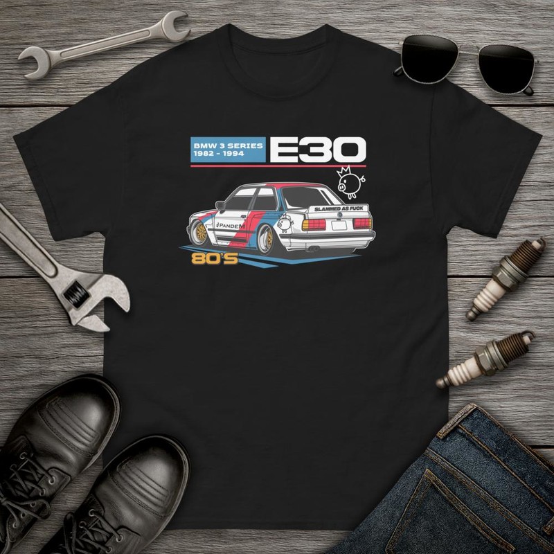 T-shirts: Tuning Drifting BMW E30 3 Series Retro 80s