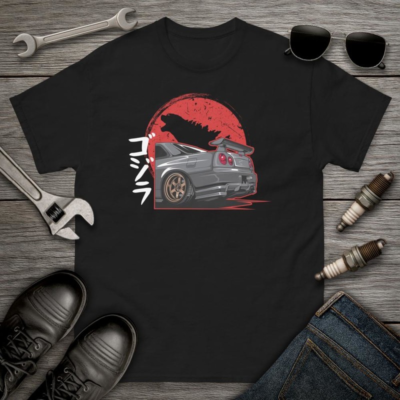 T-shirts: Drifting Japan Retro Godzilla